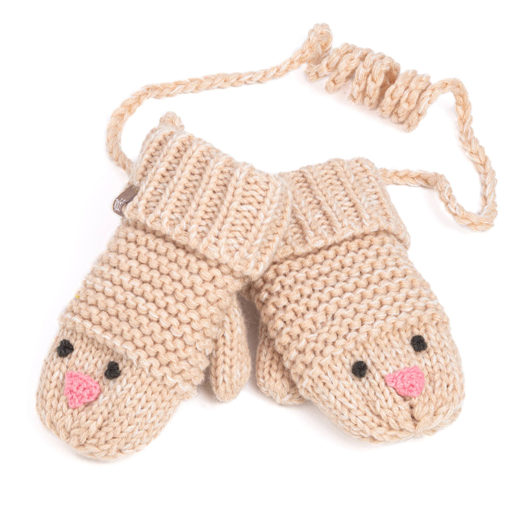 Baby Chick Knit Mittens for Girls