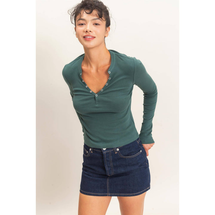 Dark Green Henley Top