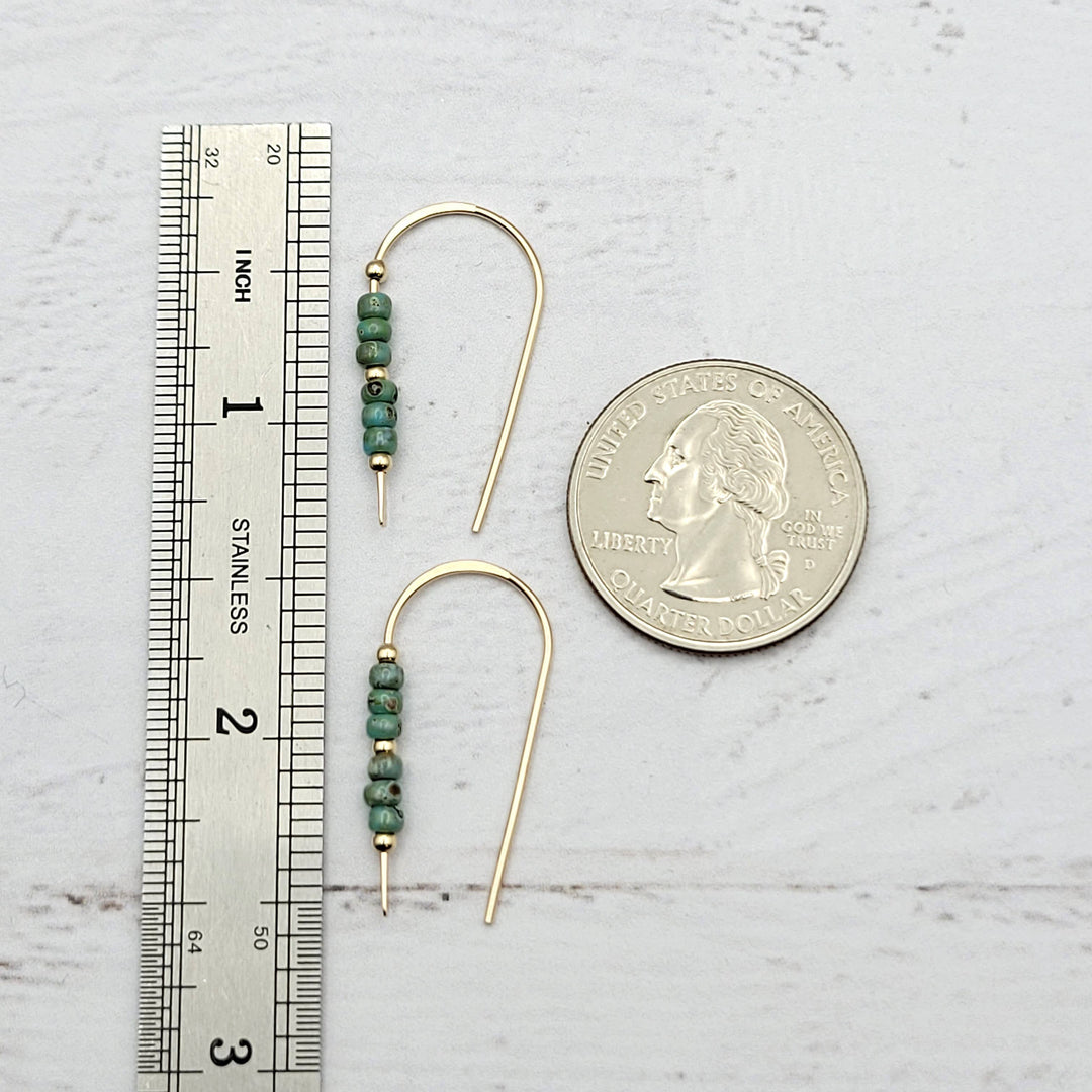 Gold & Turquoise Beaded Threader Earrings
