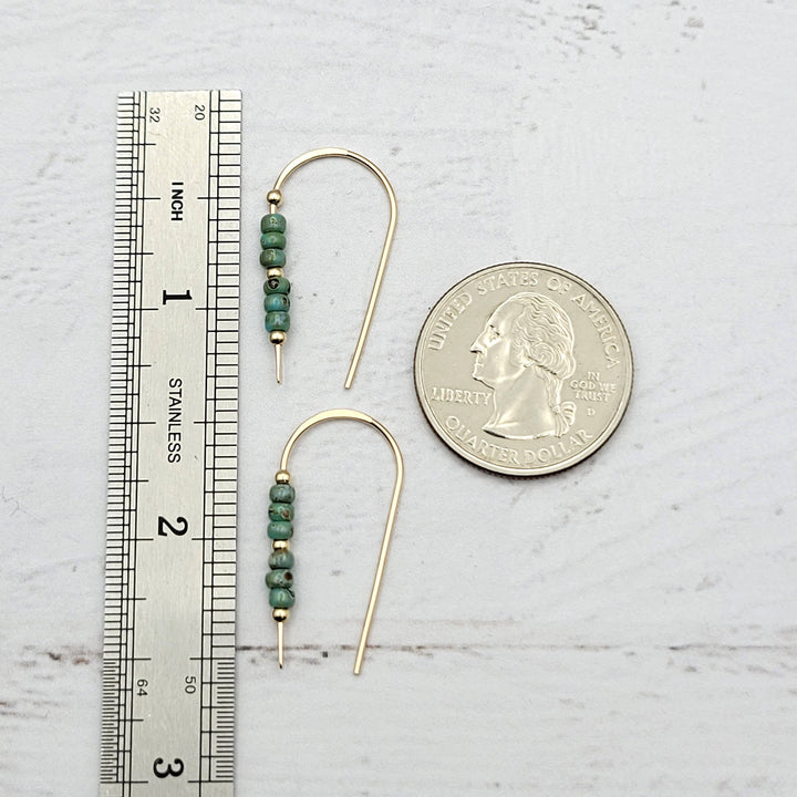 Gold & Turquoise Beaded Threader Earrings