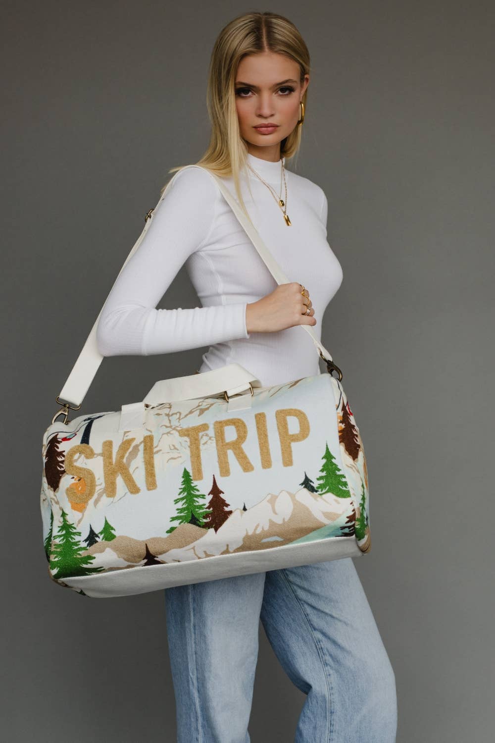 Light Blue Ski Trip Scene Duffel