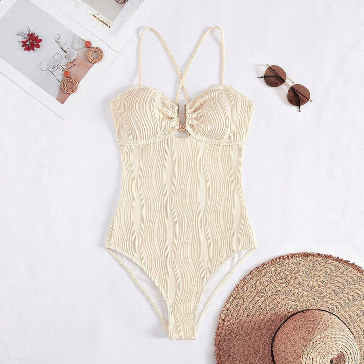 Textured One Piece Swimsuit