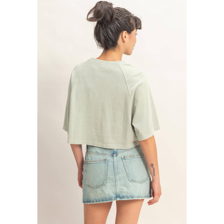 Sage Mineral Washed Cropped Tee
