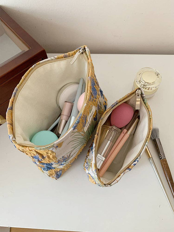 Vintage Floral Embossed Portable Makeup Bag 2 sizes