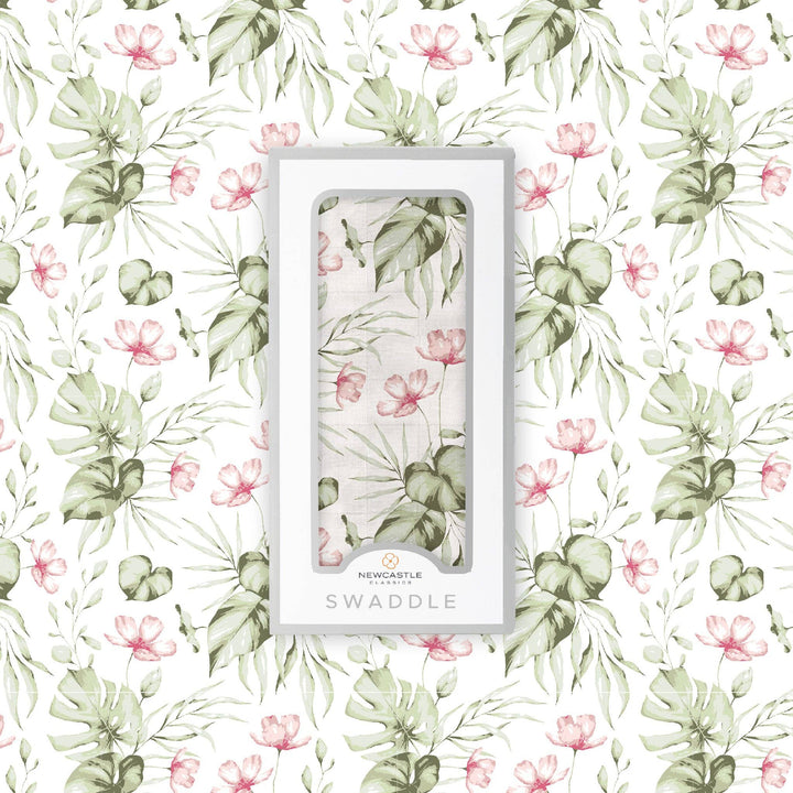 Silver Pink Orchid Bamboo Swaddle