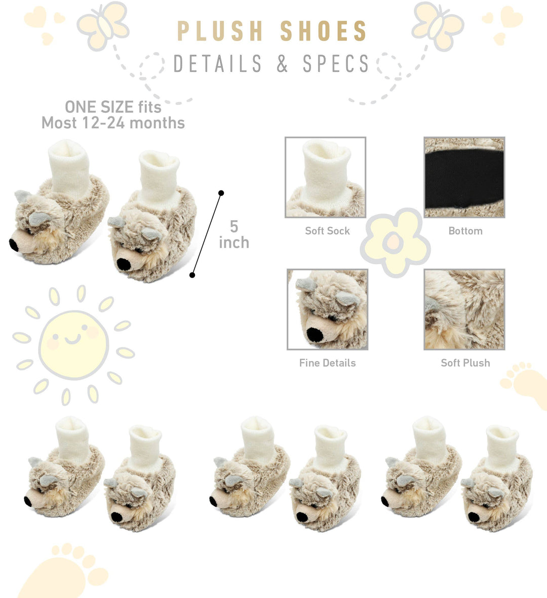Super Soft Plush Baby Shoes - Wolf
