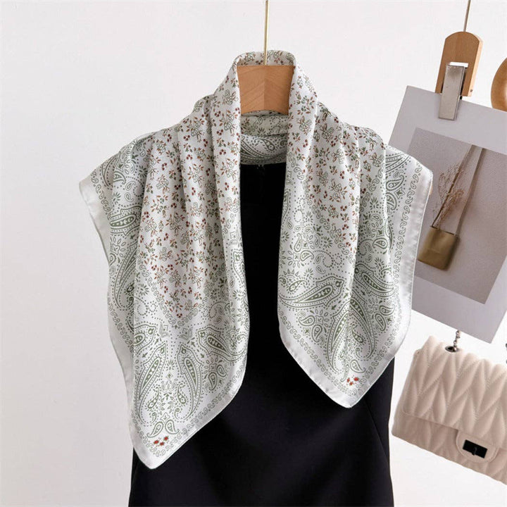 White Paisley Square Scarf