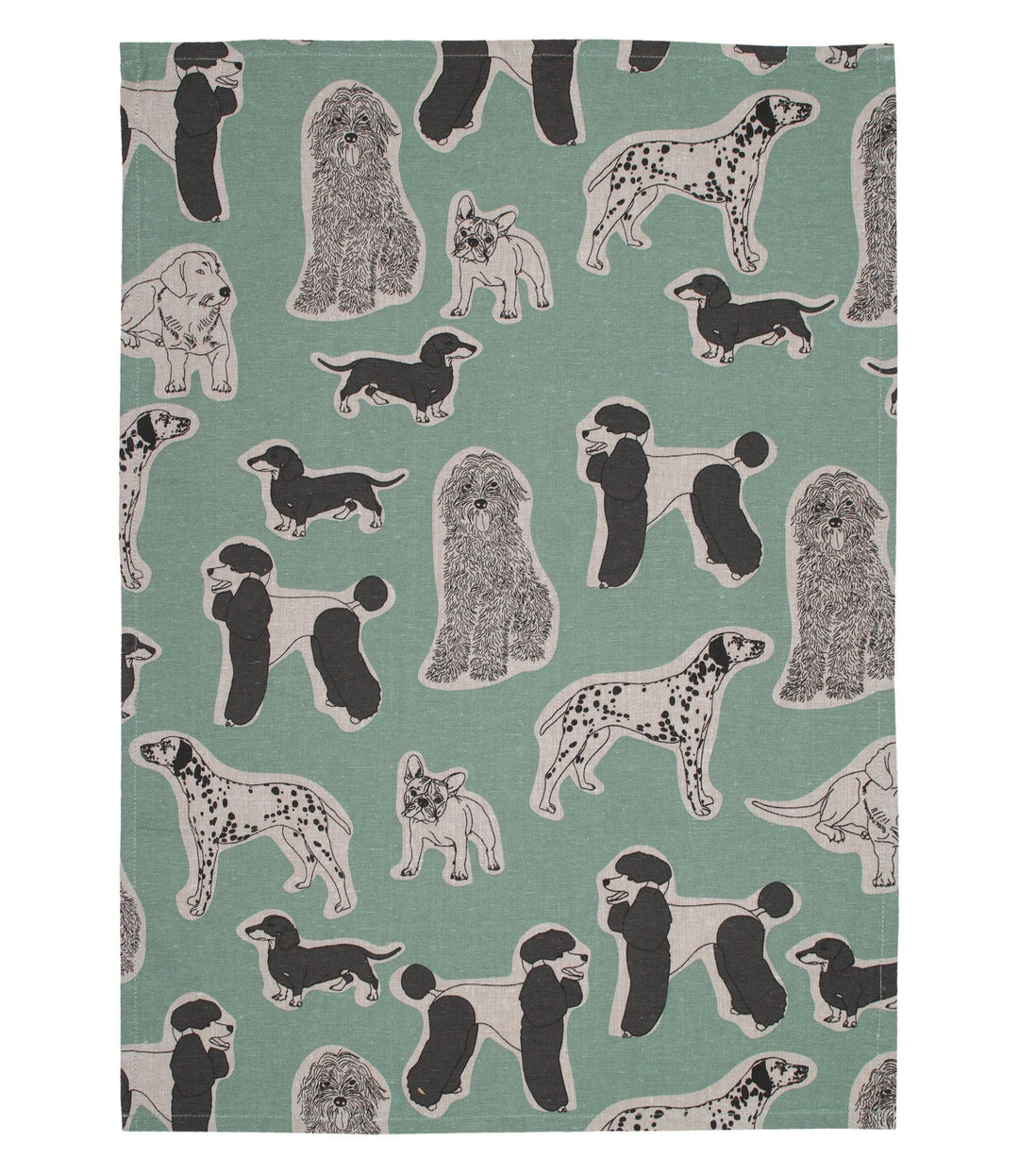 Dog Print Tea Towel Set - Aqua Storm