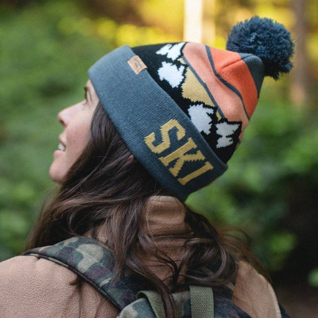 Ski Club Beanie with Pom Pom