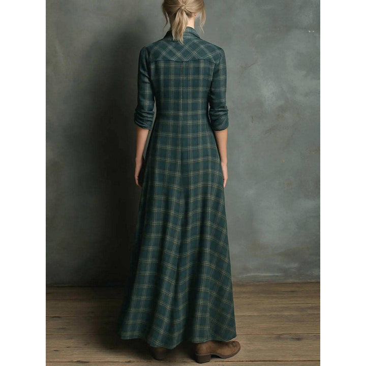 Green Plaid Maxi Shirt Dress
