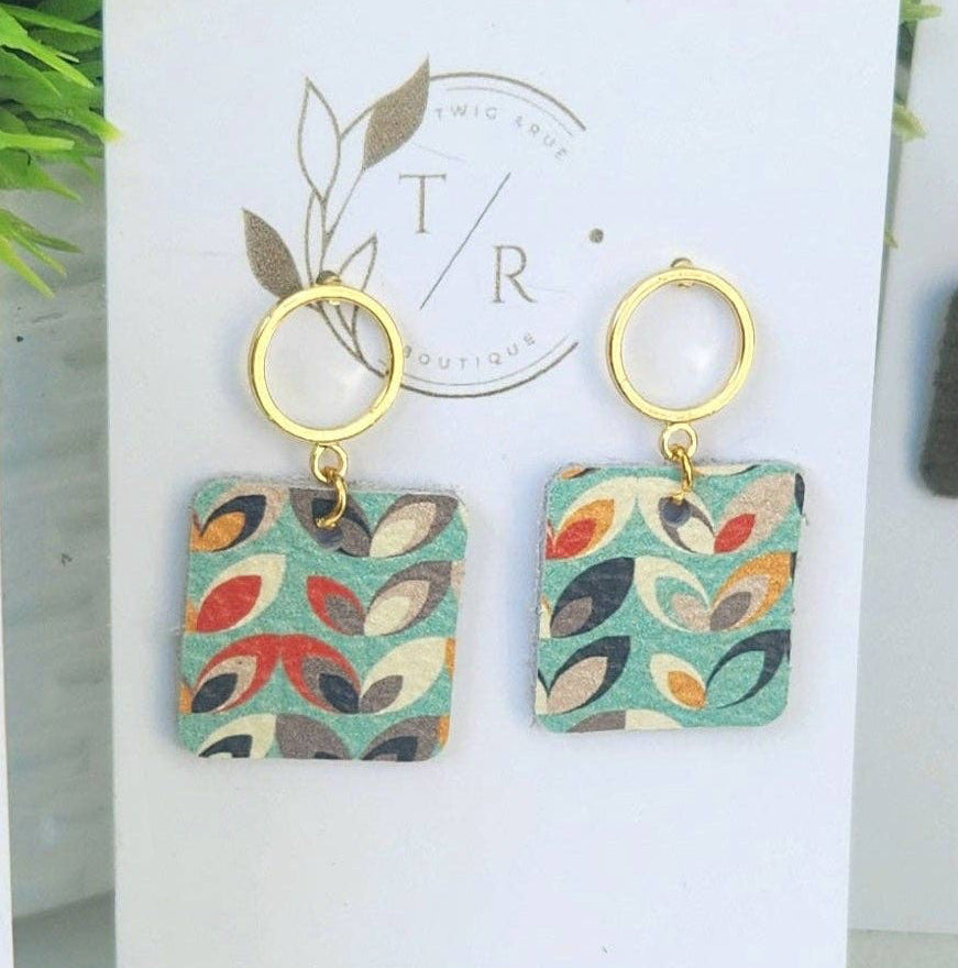 Adele Leather and Gold Mini Dangle Earrings