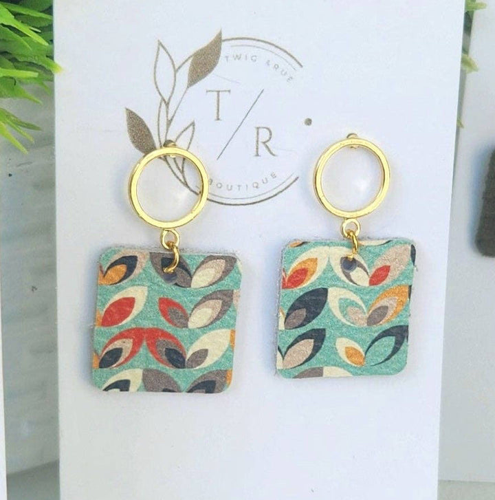 Adele Leather and Gold Mini Dangle Earrings