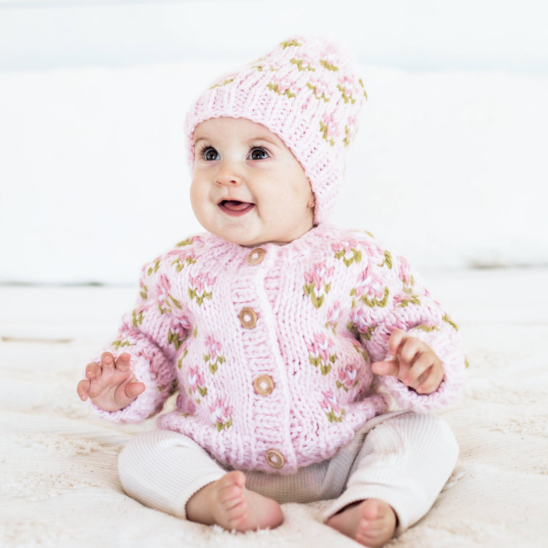 Bitty Blooms Blush Cardigan Sweater