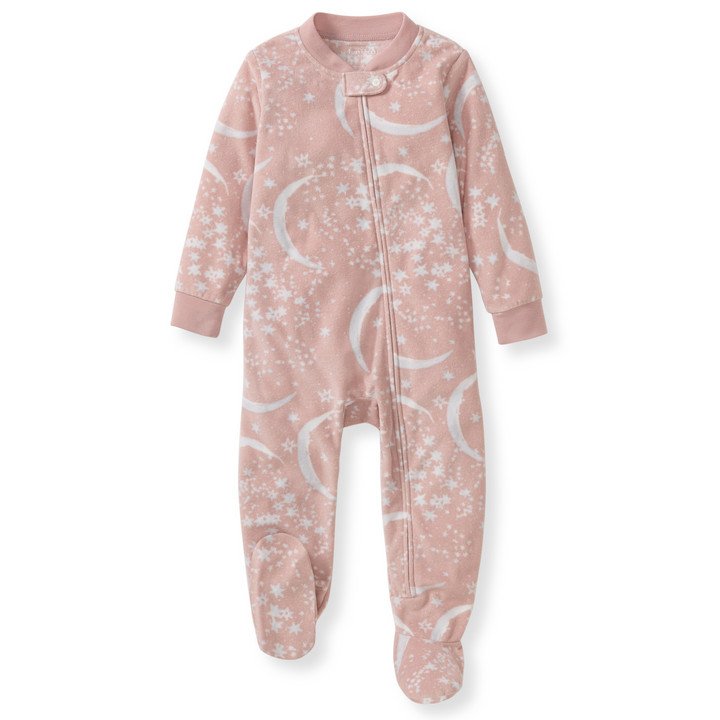 Celestial Moon Polarbee™ Fleece Pajamas in Organic Rose
