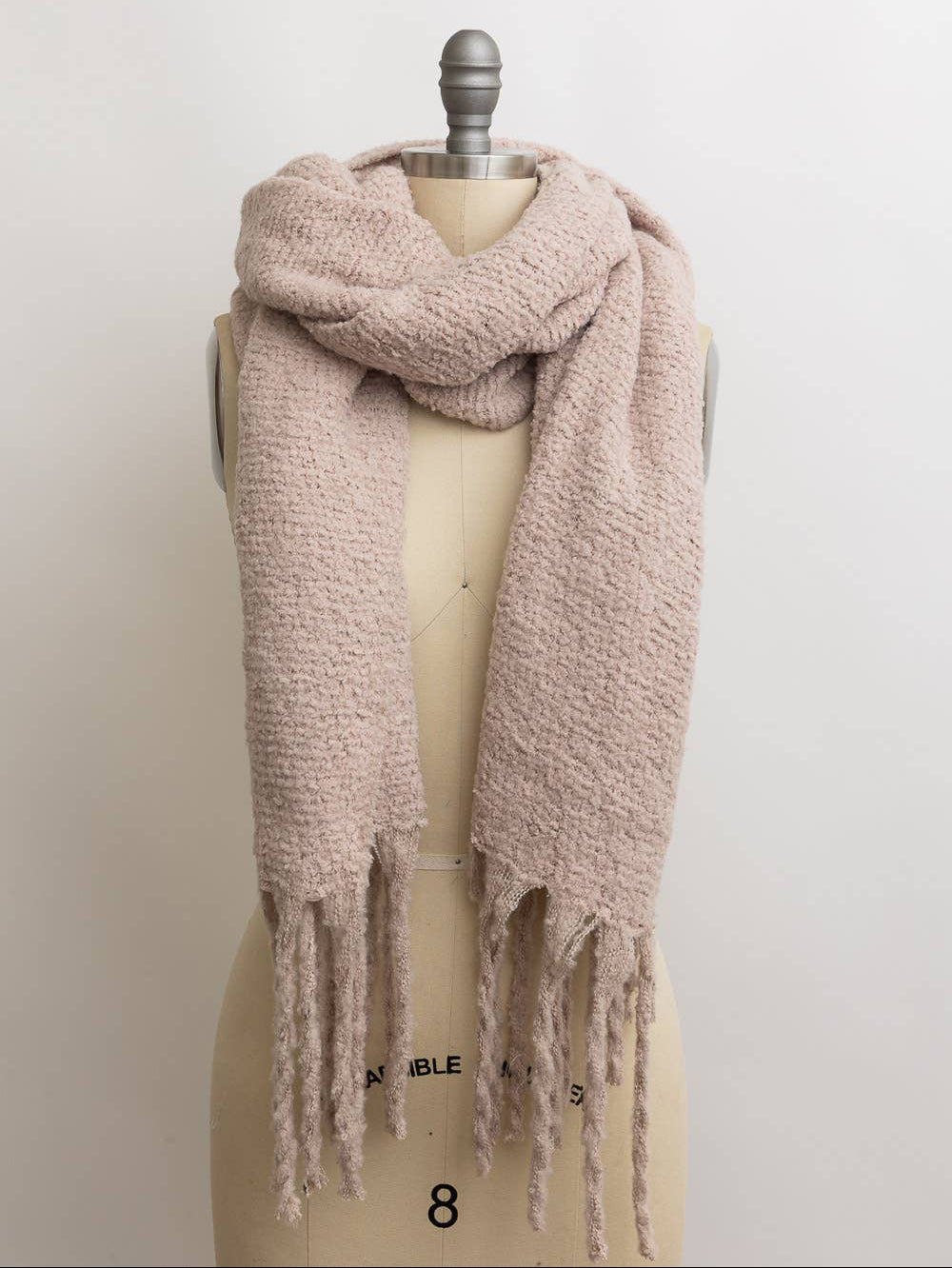 Cozy Knit Scarf with Tassels in Olive or Blush