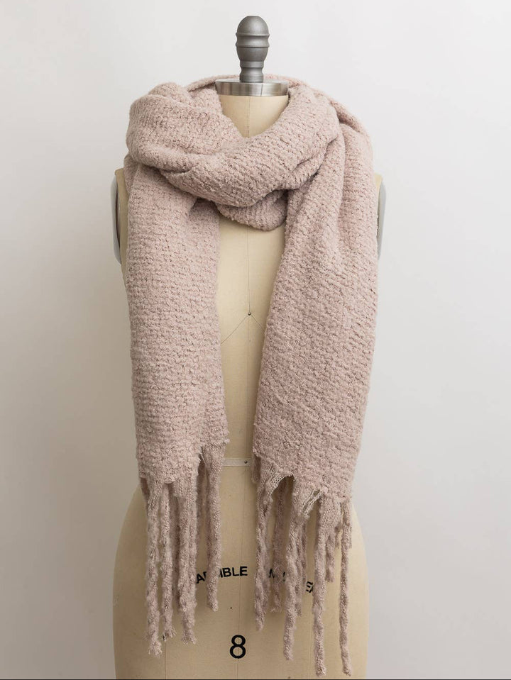 Cozy Knit Scarf with Tassels in Olive or Blush
