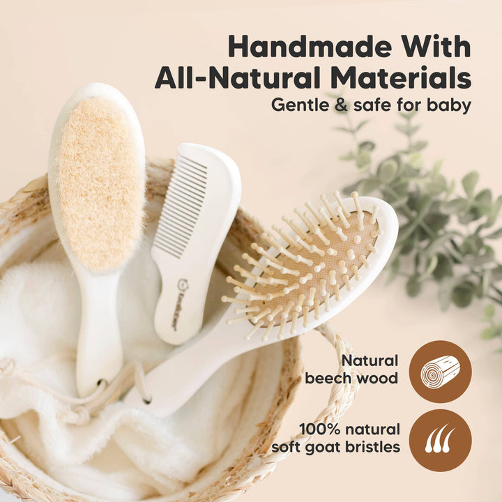KeaBabies Baby Hair Brush and Comb Set - Vanilla