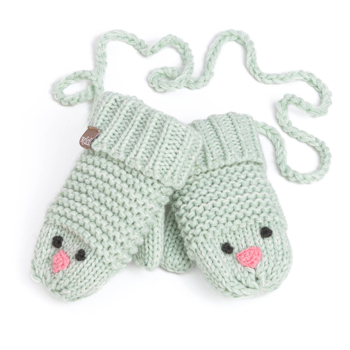 Knit Chick Mittens for Toddlers in Mint Green