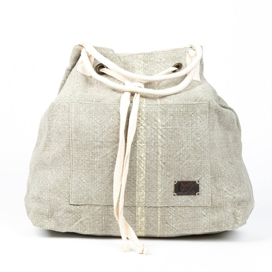Cailey Jute Adjustable Drawstring Closure Backpack Purse