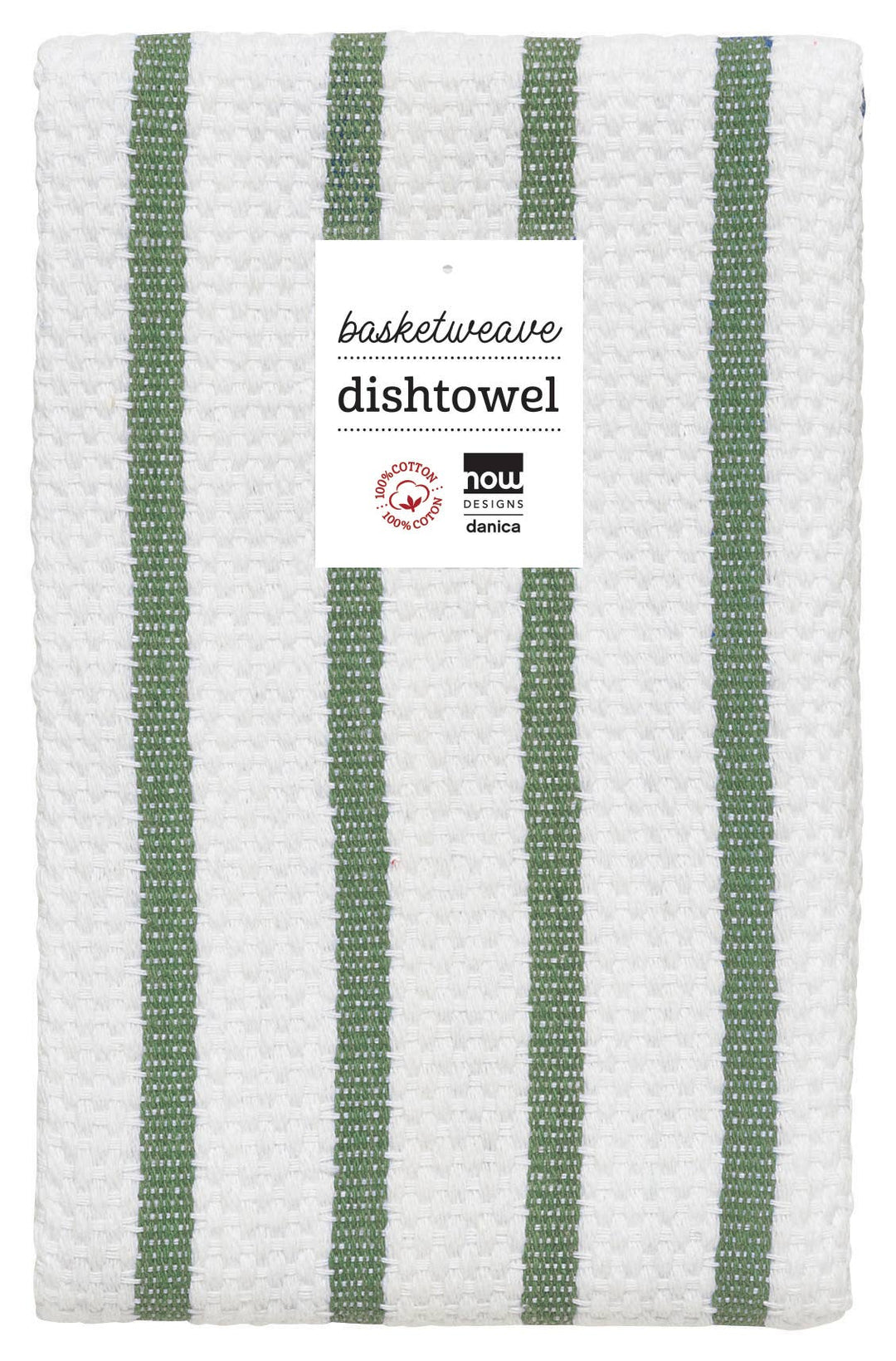 Basketweave Elm Green Dishtowel