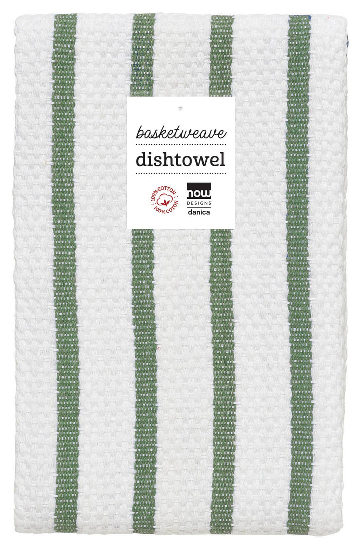 Basketweave Elm Green Dishtowel