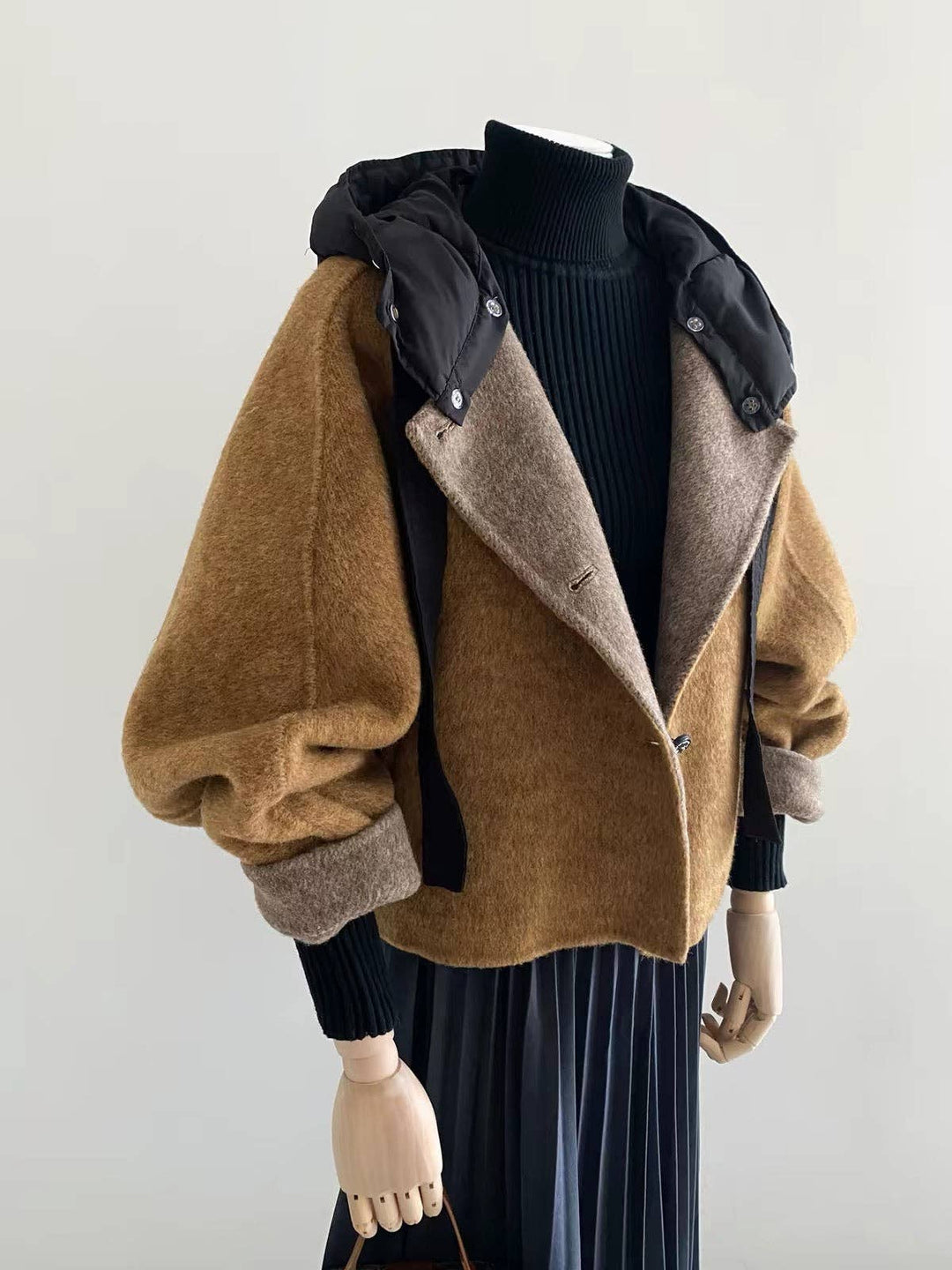 Nora 100% Wool Camel Hooded Jacket