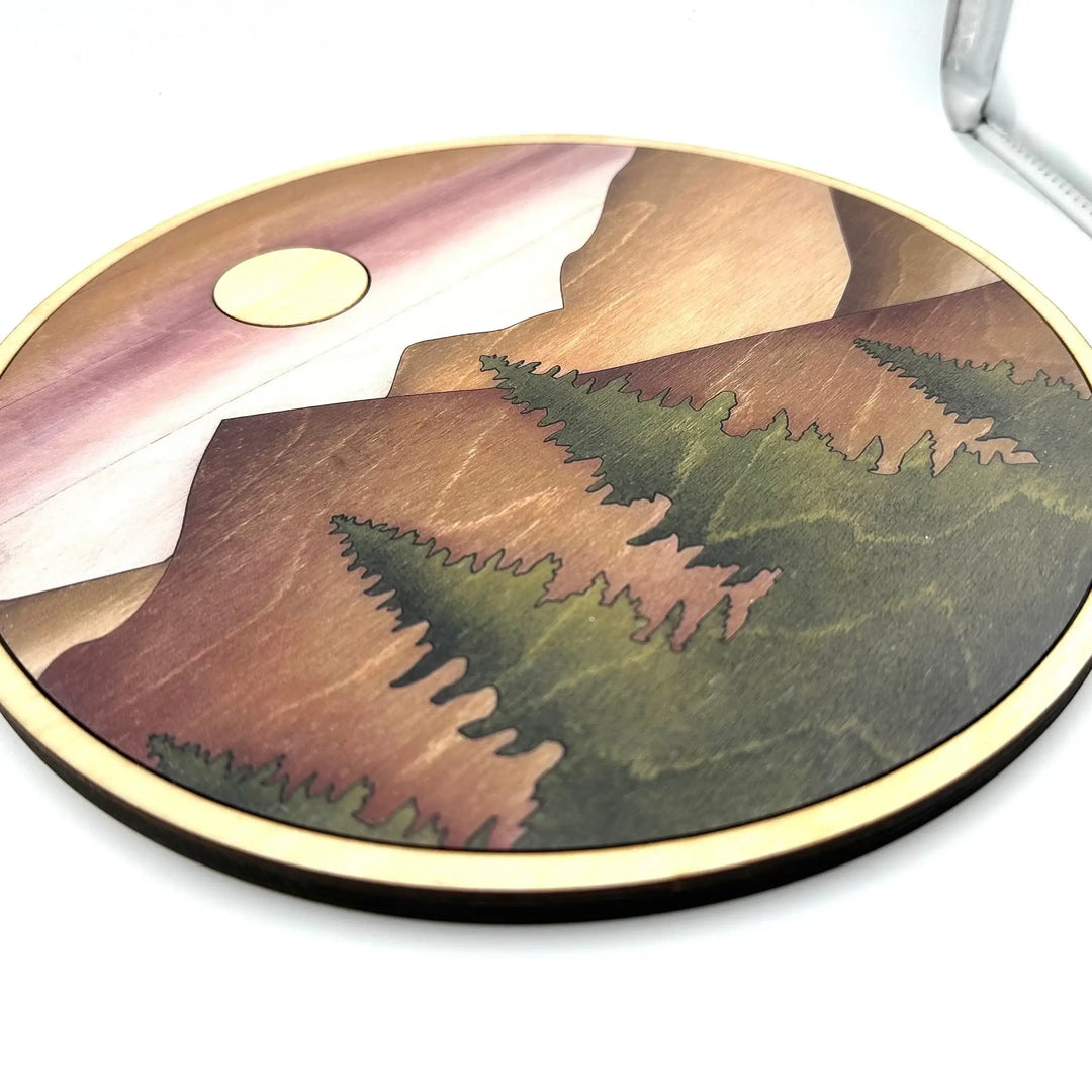 Handcrafted Wood Wall Art-10" Nature-Inspired Mountain Print