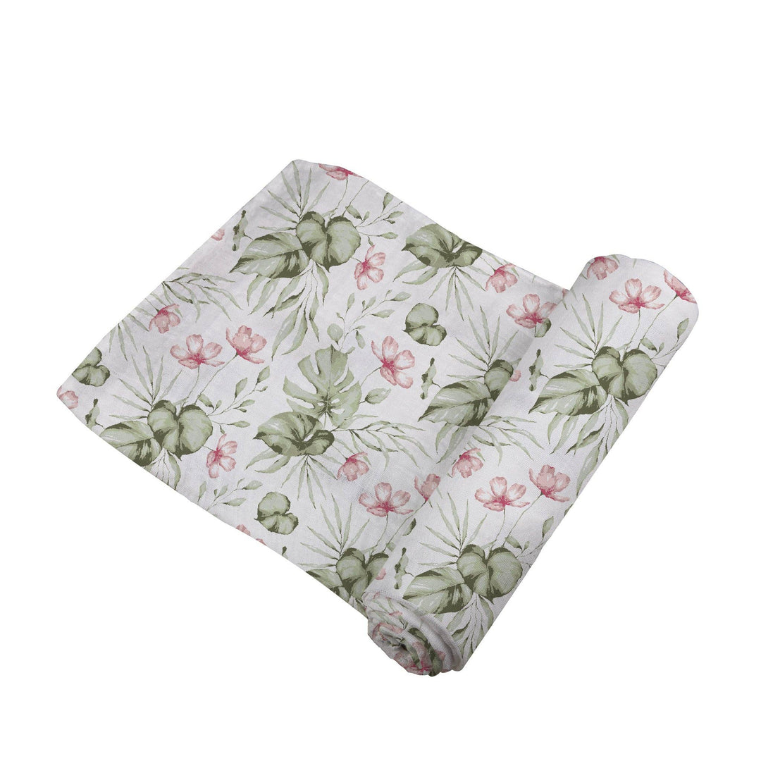 Silver Pink Orchid Bamboo Swaddle