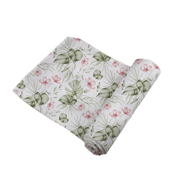 Silver Pink Orchid Bamboo Swaddle