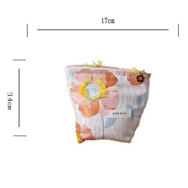 Embroidered Floral Canvas Cosmetic Bag 2 Sizes