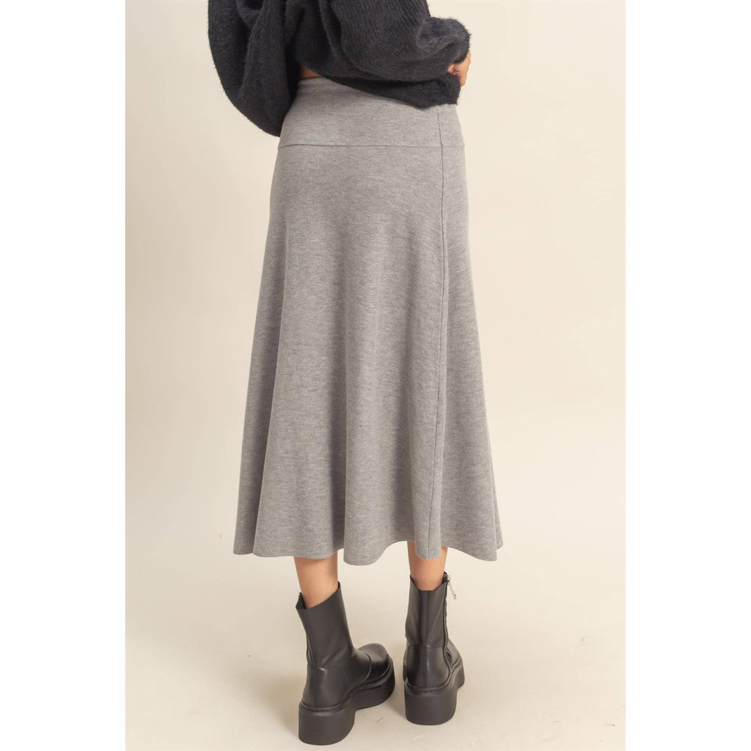 Ribbed Knit Skirt - Gray