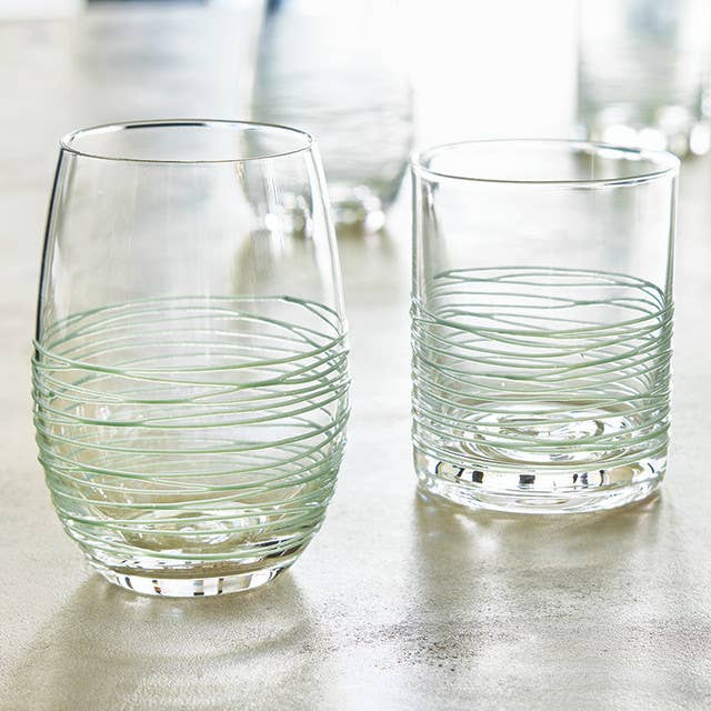 Textured Spun Stemless Wine Glass - Coastal Blue
