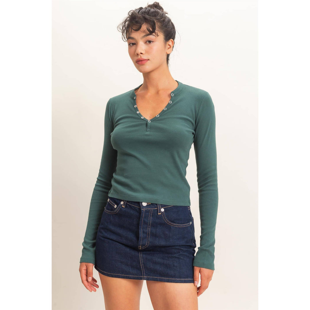 Dark Green Henley Top