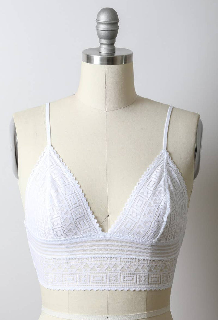 White Aztec Pattern Mesh Bohemian Brami