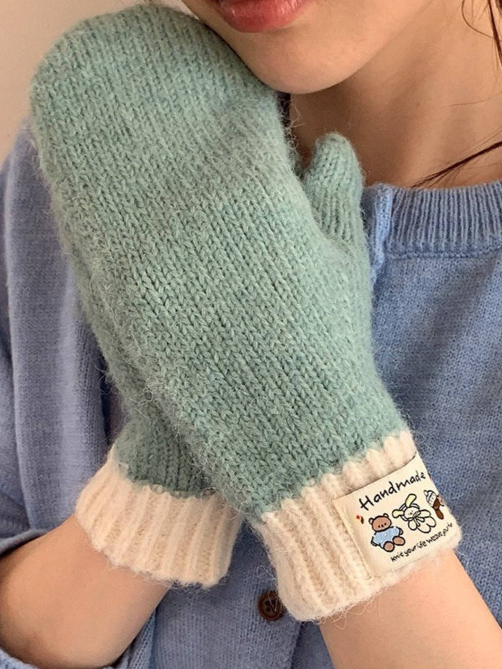 Color-Block Knitted Mittens