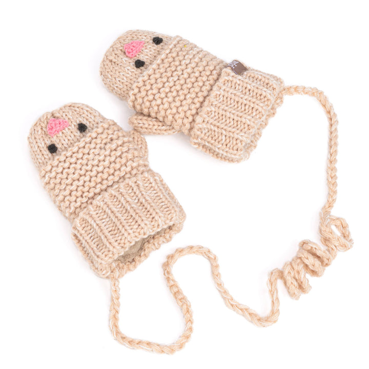 Baby Chick Knit Mittens for Girls