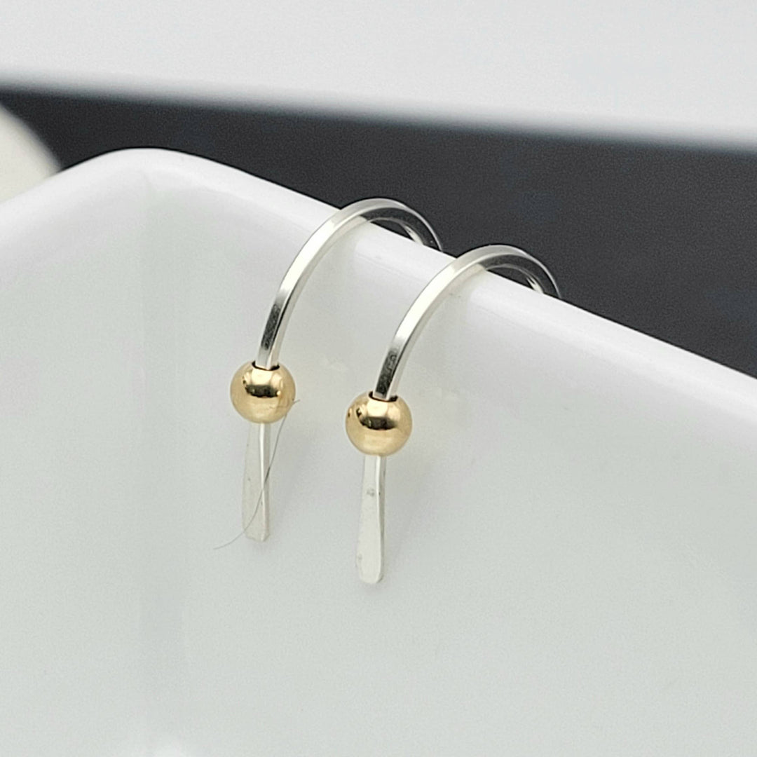 Tiny Silver and Gold Hugger Earrings