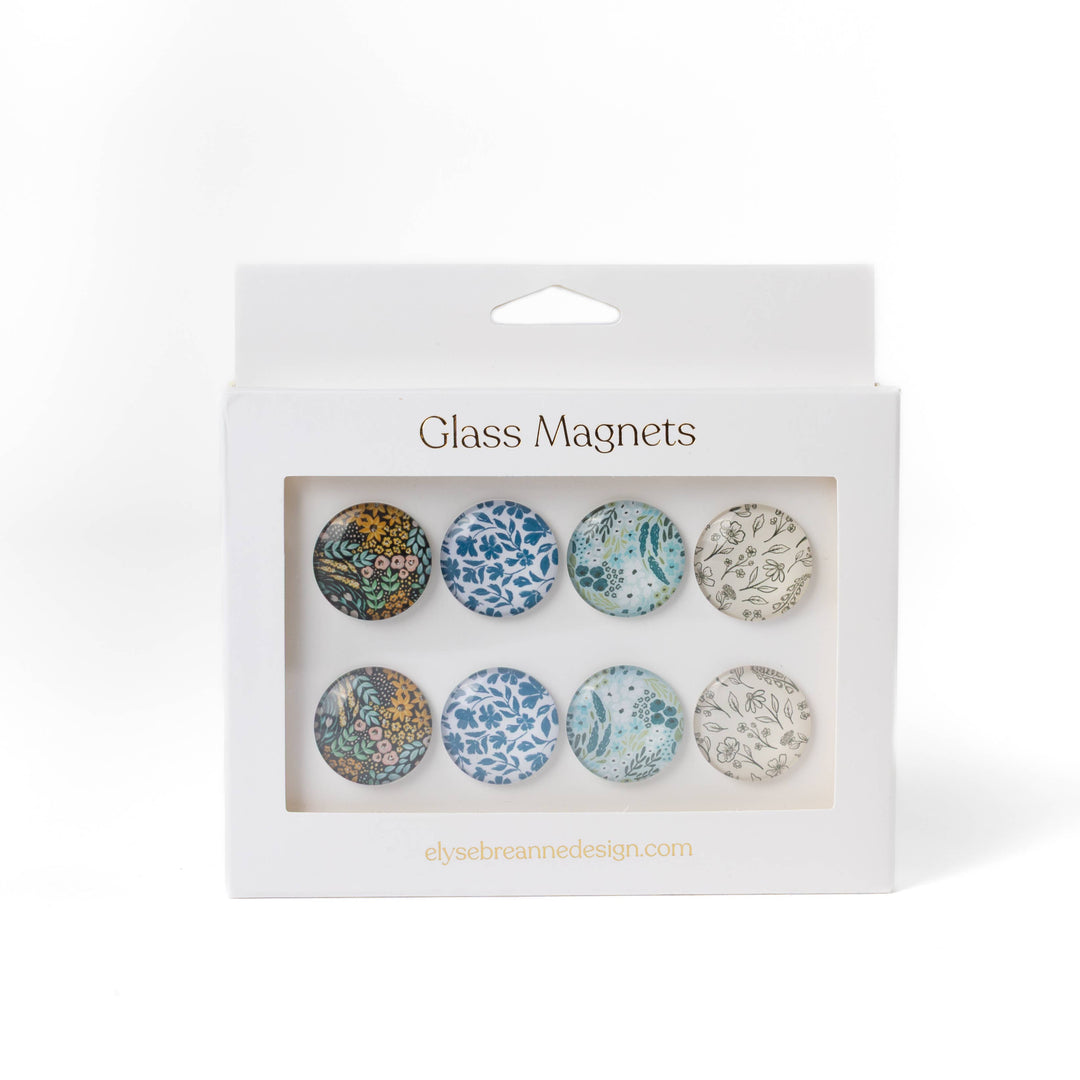 Set of 8 Glass Floral Magnets
