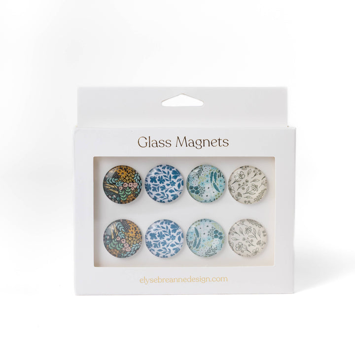 Set of 8 Glass Floral Magnets