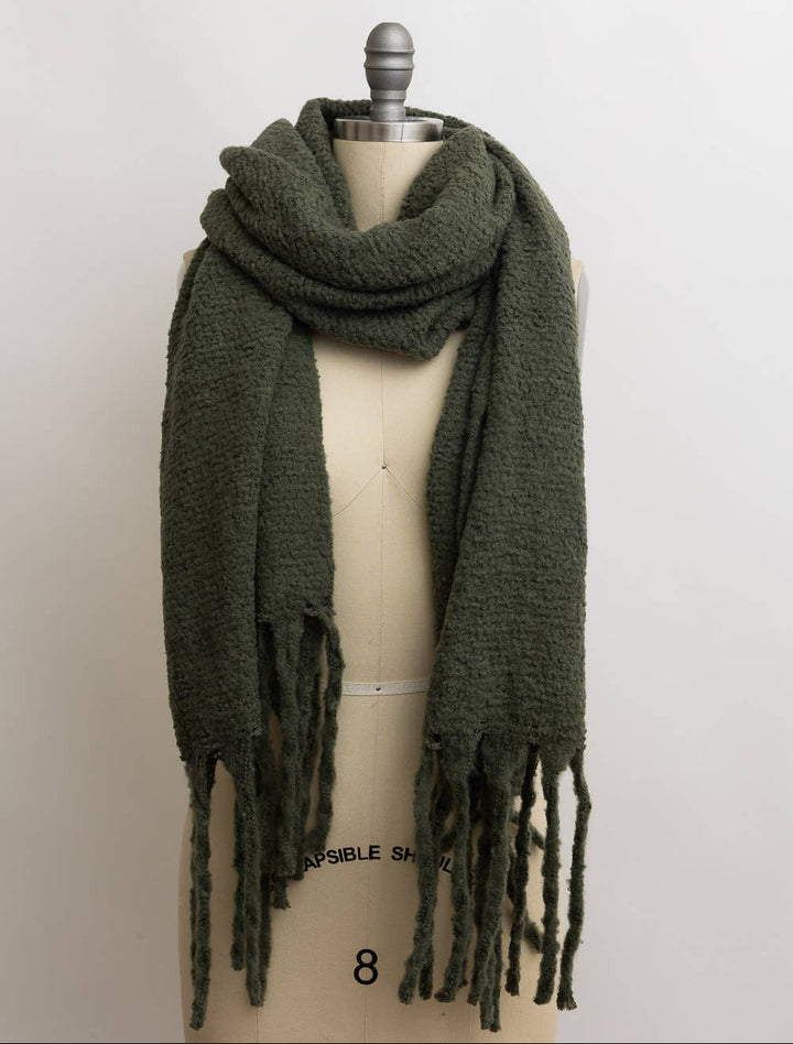 Cozy Knit Scarf with Tassels in Olive or Blush