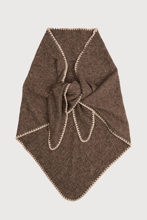 Knitted Triangle Shawl in Taupe, Denim or Coffee