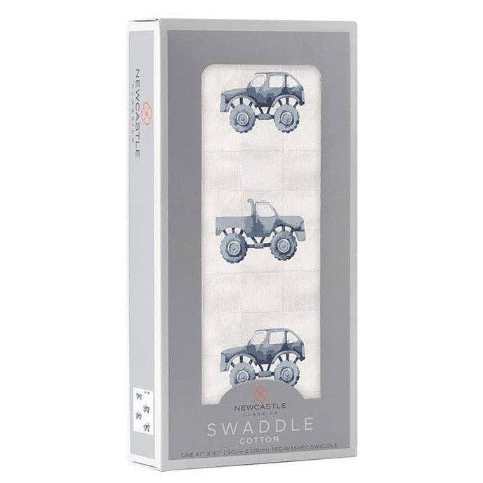 Indigo Monster Trucks Cotton Swaddle