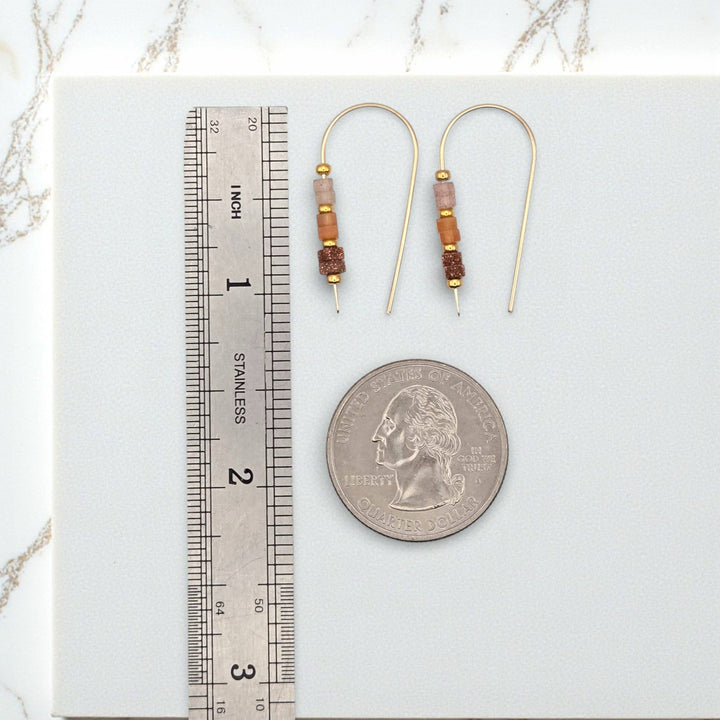 Strawberry Quartz Gemstsone Gold Threader Earrings