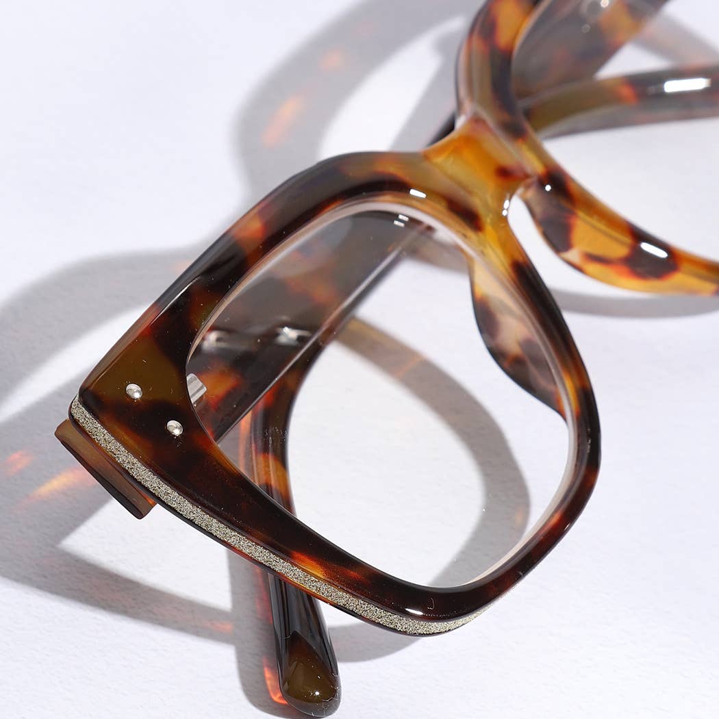 Wide Frame Glitter Edged Reading Glasses
