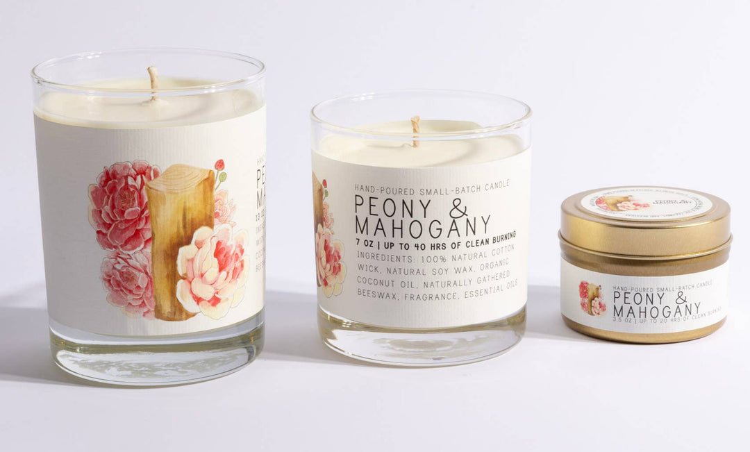Peony & Mahogany Candle by Just Bee