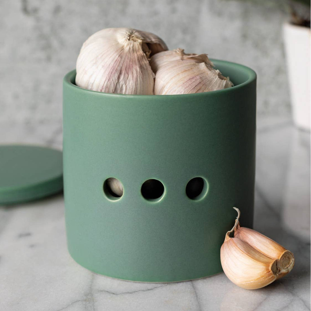 Matte Elm Green Garlic Keeper