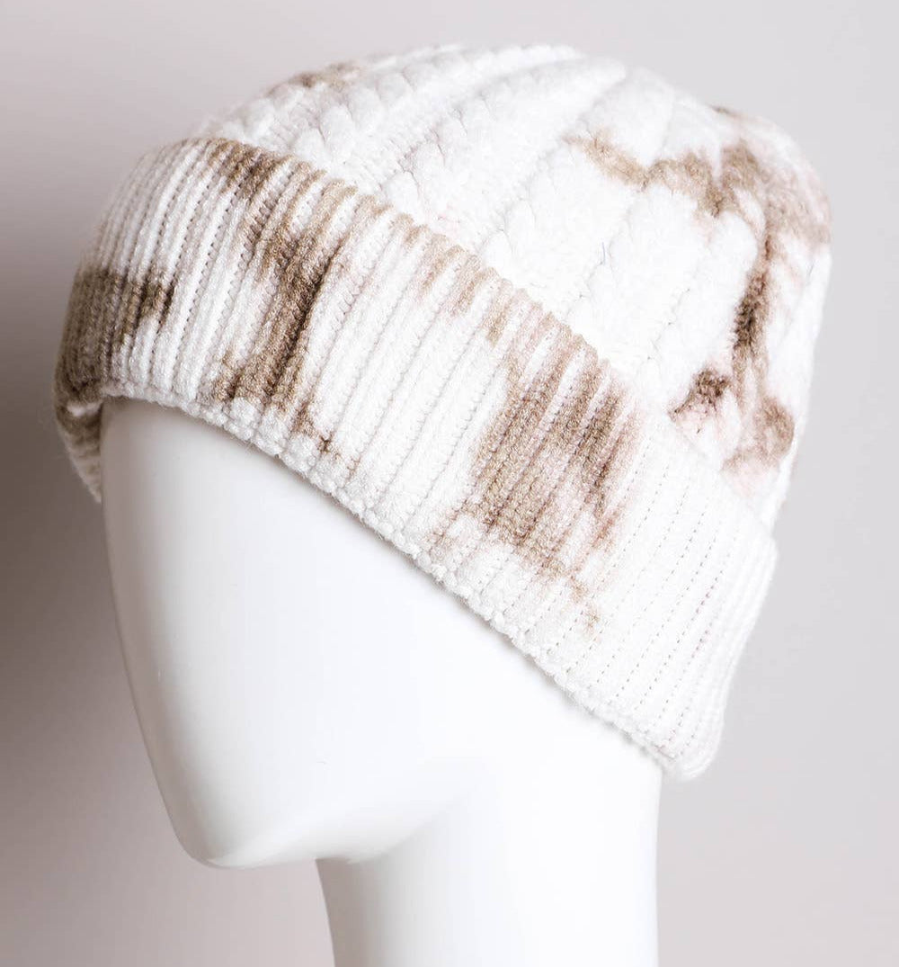 Olive Tie-Dye Cable Knit Beanie
