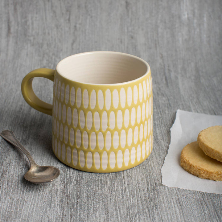 Ochre Imprint Stoneware Mugs 12 oz