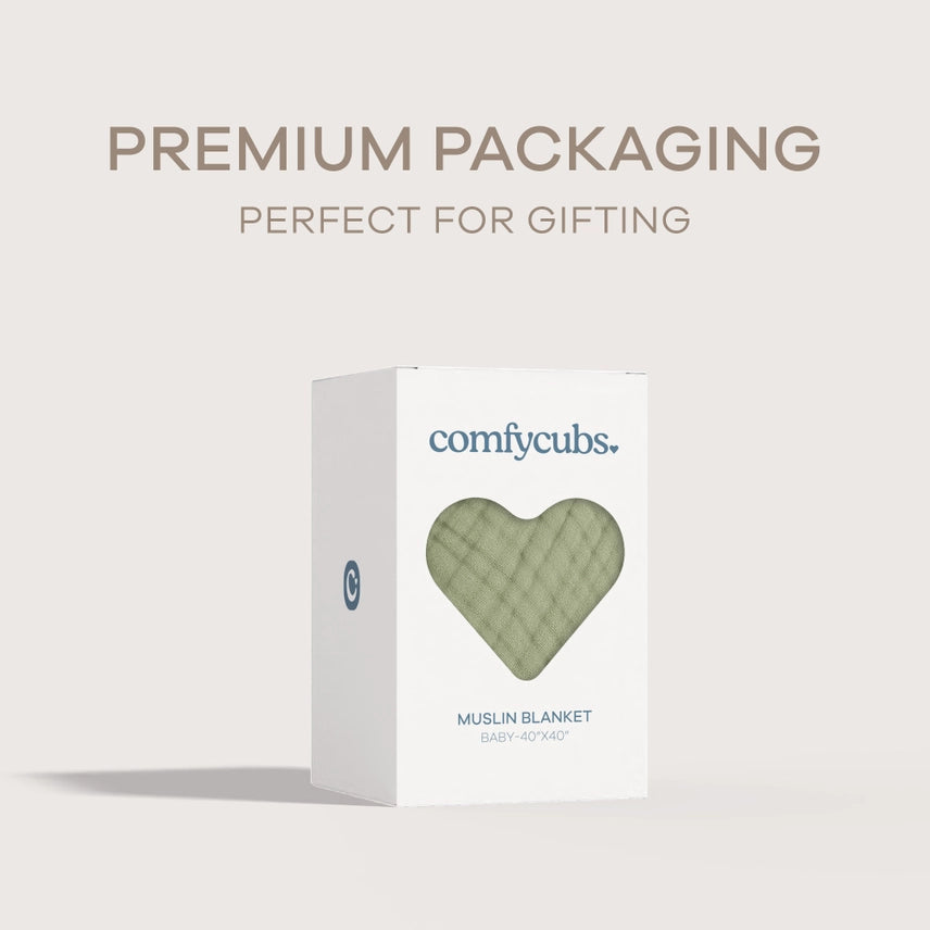Sage Muslin Cotton Blankets by Comfy Cubs