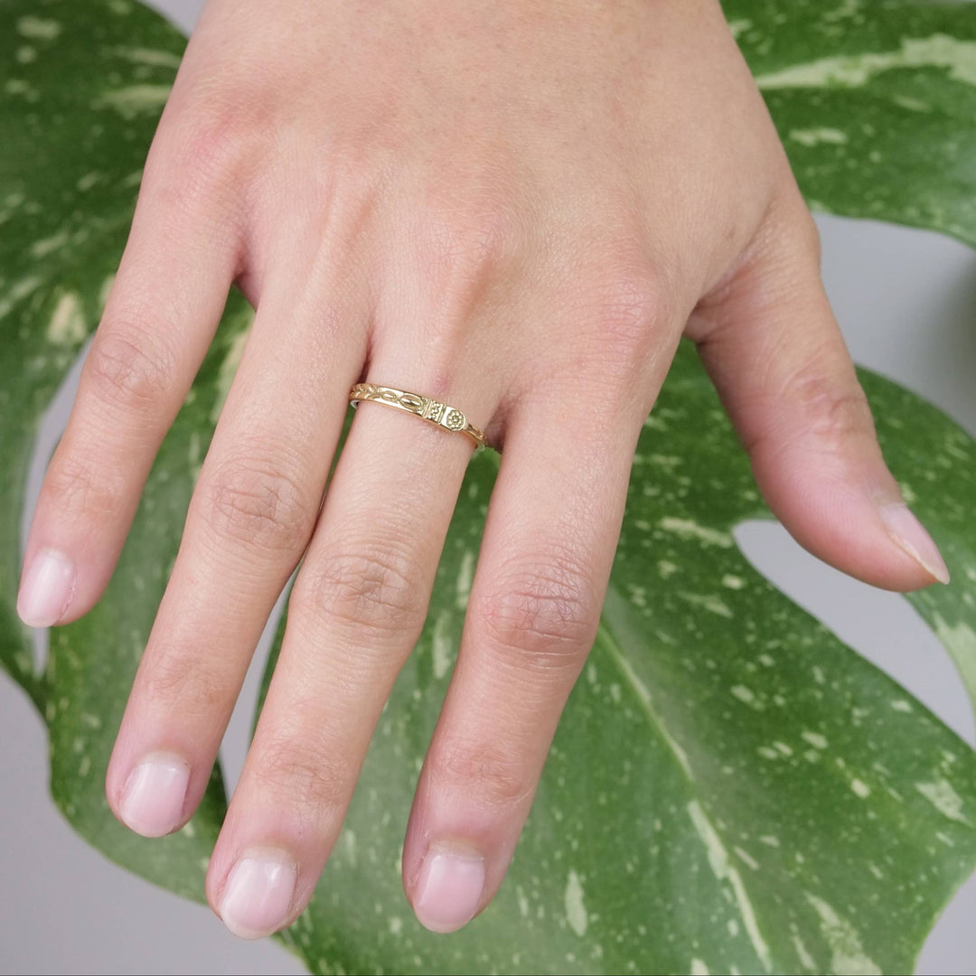 Brass Etched Band Ring